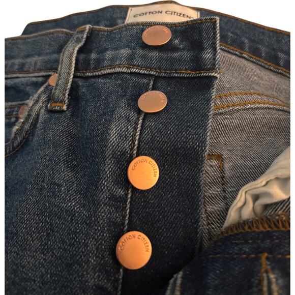Cotton Citizen Skinny Button Fly Jeans, Split Hem, Medium Wash, Women's Size 24 - Picture 5 of 6